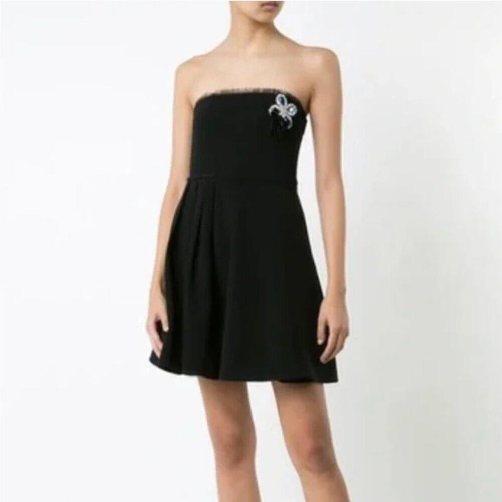 Cinq a Sept Ruby Embellished Strapless Dress In Black